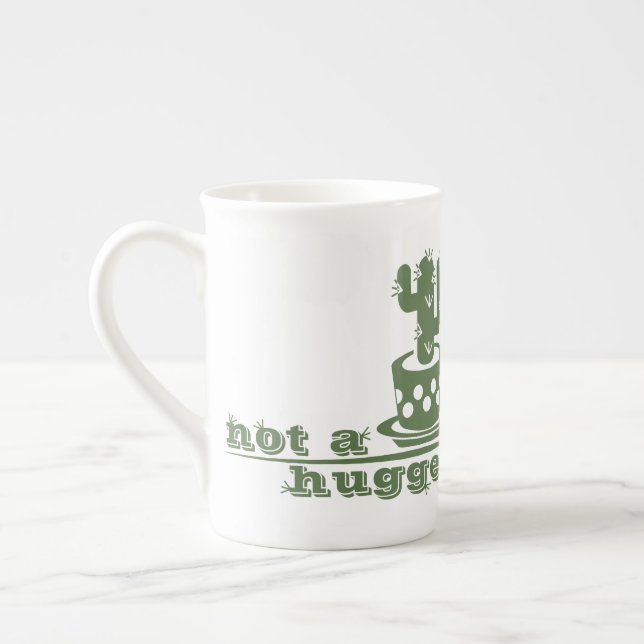 Cacti Not a hugger cactus funny saying Bone China Mug (Left)