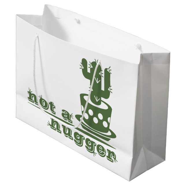 Cacti Not a hugger cactus funny saying Large Gift Bag (Front Angled)