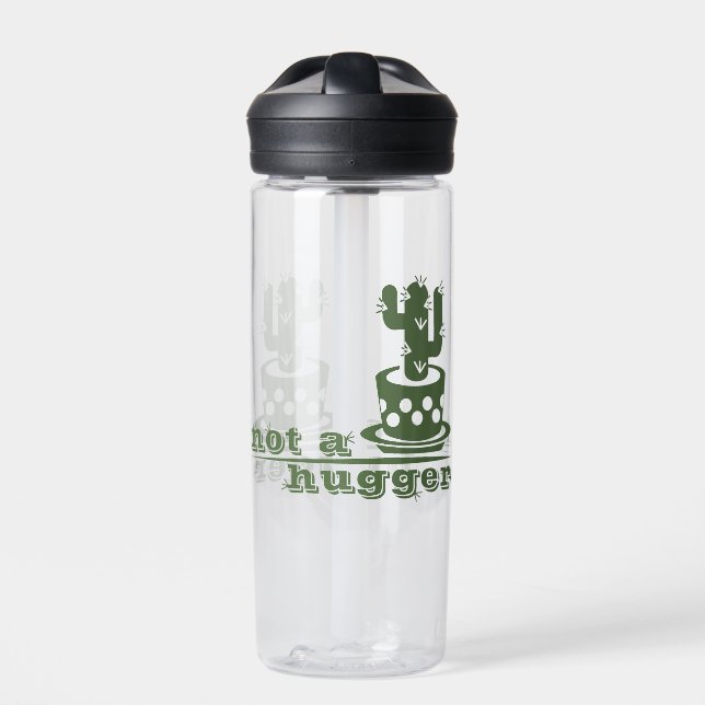 Cacti Not a hugger cactus funny saying Water Bottle (Front)