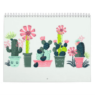 Cacti On Green Calendar