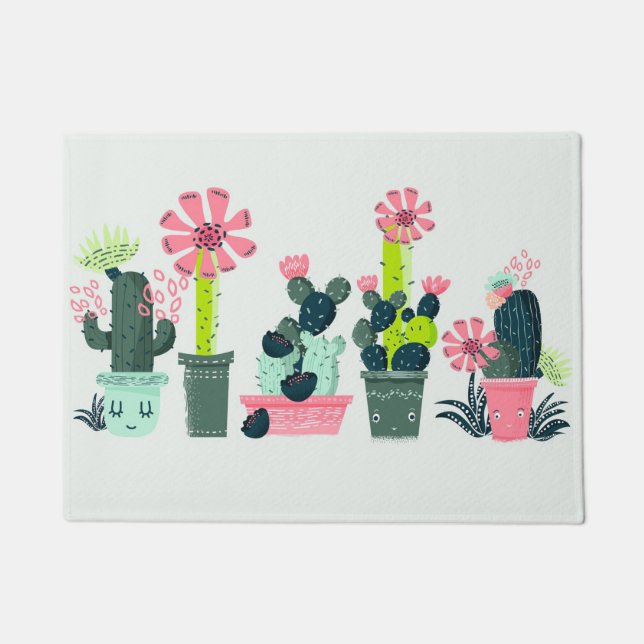Cacti On Green Doormat (Front)