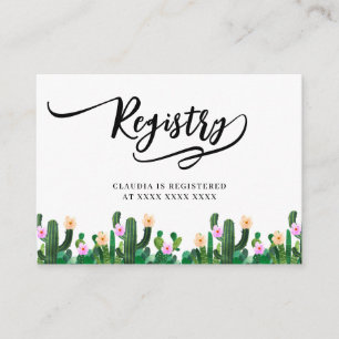 Cacti Registry Bridal Shower Enclosure Card