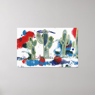 Cacti Says Hi, Stretched Canvas Print