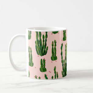 Cacti seamless pattern watercolor. Cactus in bloss Coffee Mug
