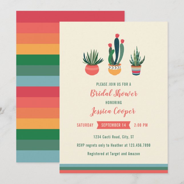 Cacti Succulent Bridal Shower Invitation (Front/Back)