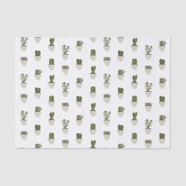 Cacti & Succulent - white - choose your background Tissue Paper (Front)