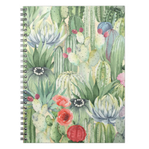 Cacti, succulents: floral watercolor print. notebook
