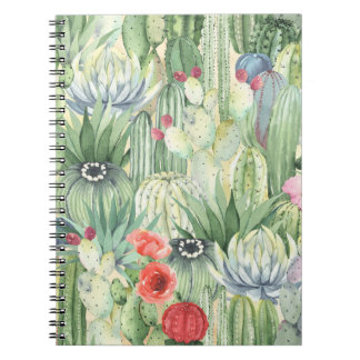 Cacti, succulents: floral watercolor print. notebook