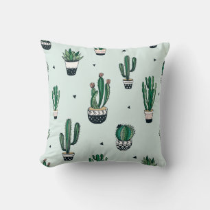Cacti-succulents, hand-drawn seamless pattern. cushion