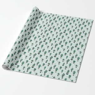 Cacti-succulents, hand-drawn seamless pattern. wrapping paper
