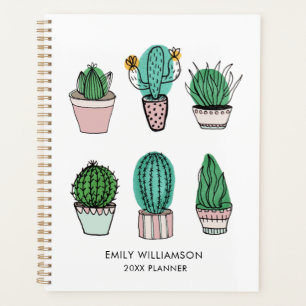 Cacti succulents illustration personalized name planner