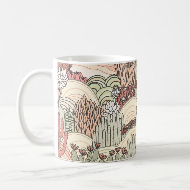 Cacti Succulents Outdoor Landscape Pattern Coffee Mug (Left)