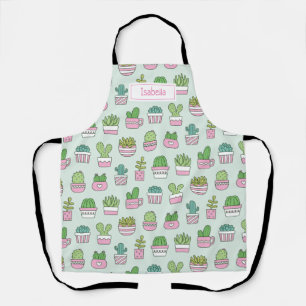 Cacti Succulents Plants Pattern Personalised Apron