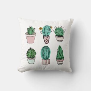 Cacti succulents potted plant cushion