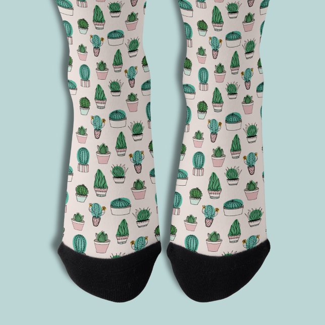 Cacti succulents potted plant pattern socks (Cacti pattern socks)