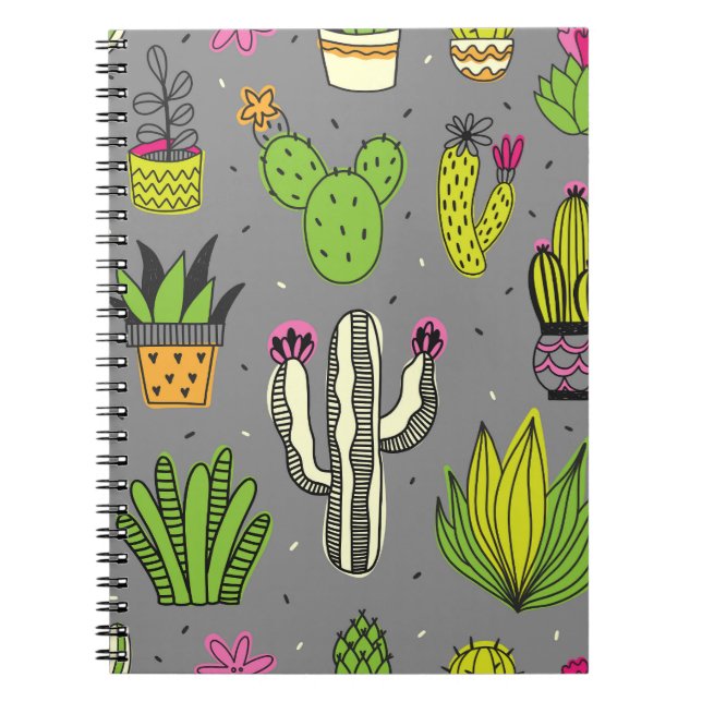 Cacti, succulents: tropical vintage background. notebook (Front)