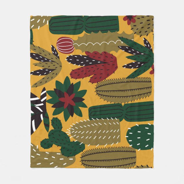 Cacti & Succulents: Vintage Fleece Blanket (Front)