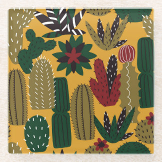 Cacti & Succulents: Vintage Glass Coaster