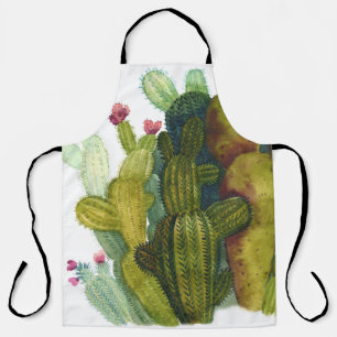 Cacti, succulents: vintage watercolor. apron