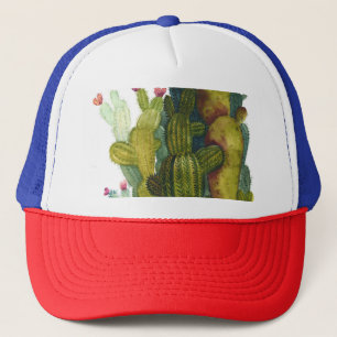 Cacti, succulents: vintage watercolor. trucker hat