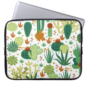 Cacti White Background: Vintage Graphics. Laptop Sleeve
