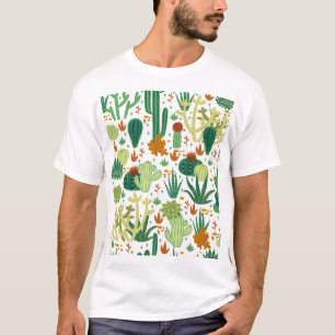 Cacti White Background: Vintage Graphics. T-Shirt