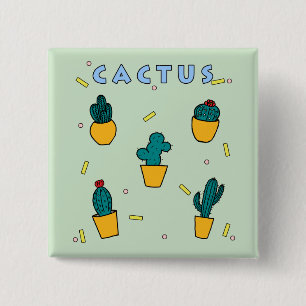 Cactus 15 Cm Square Badge