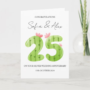 Cactus 25th wedding anniversary greeting card