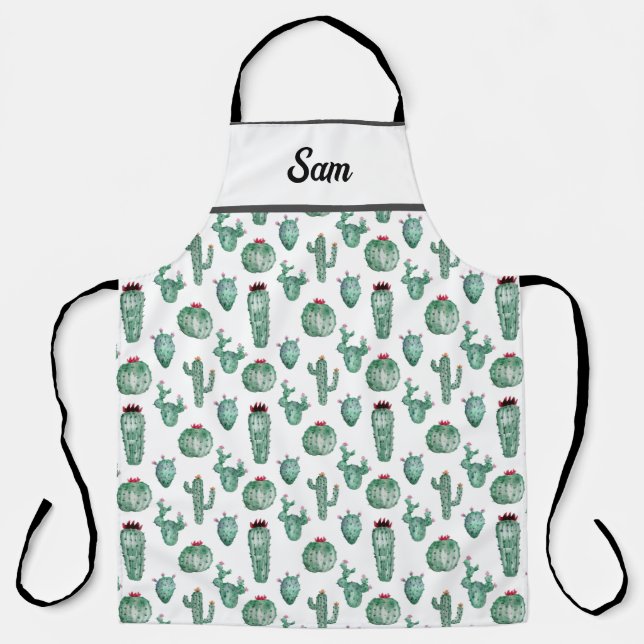 Cactus All Over Print Apron, Personalise this  Apron (Front)