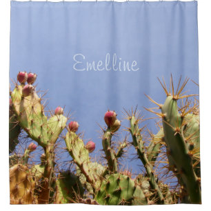 Cactus and Blue Sky Photo any Name Shower Curtain