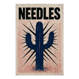 Cactus and decorative needles poster
