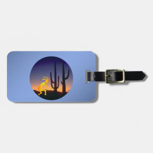 Cactus and Kokopelli Round Luggage Tag