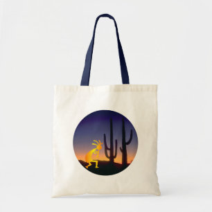 Cactus and Kokopelli Round Tote Bag