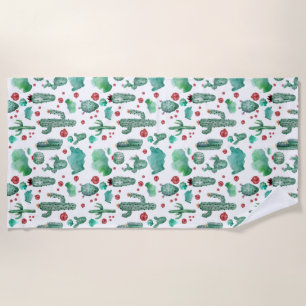 cactus and ladybug pattern - beach towel