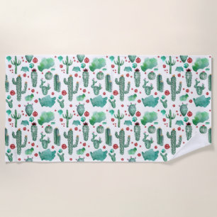 cactus and ladybug pattern - beach towel