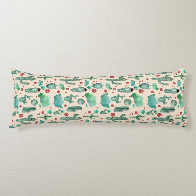 cactus and ladybug pattern - beige background body cushion (Front)