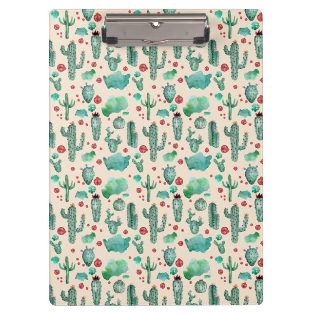 cactus and ladybug pattern - beige background clipboard (Front)
