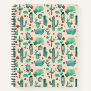 cactus and ladybug pattern - beige background notebook