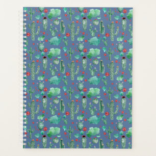 cactus and ladybug pattern - blue background planner