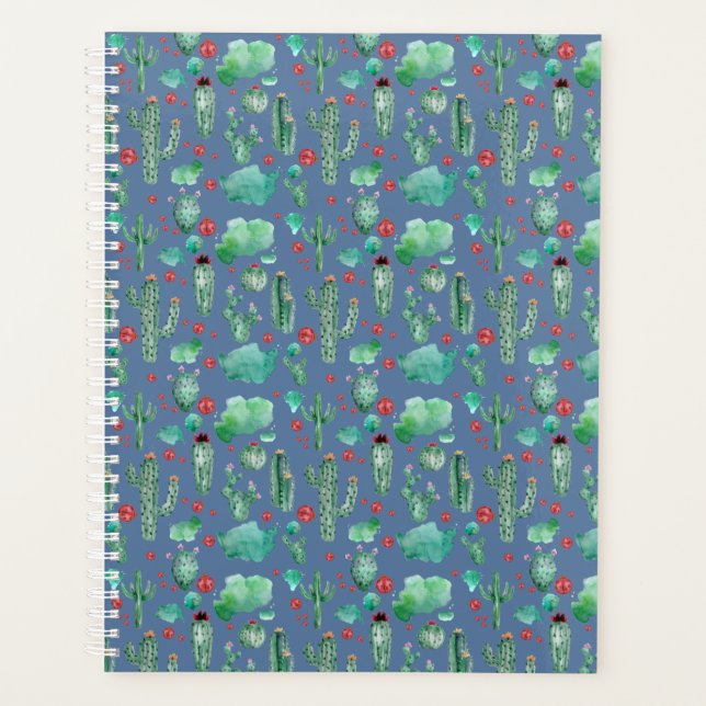 cactus and ladybug pattern - blue background planner (Front)
