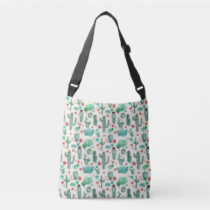 cactus and ladybug pattern - cream background crossbody bag