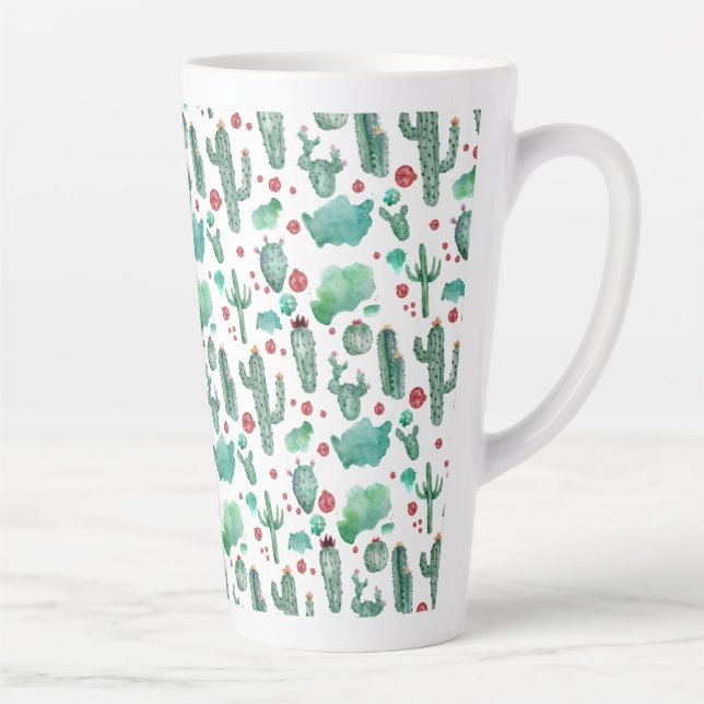 cactus and ladybug pattern - latte mug (Right)