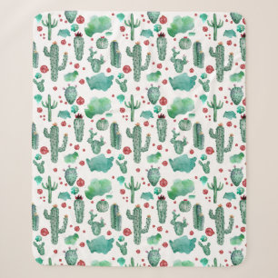 cactus and ladybug pattern - sherpa blanket