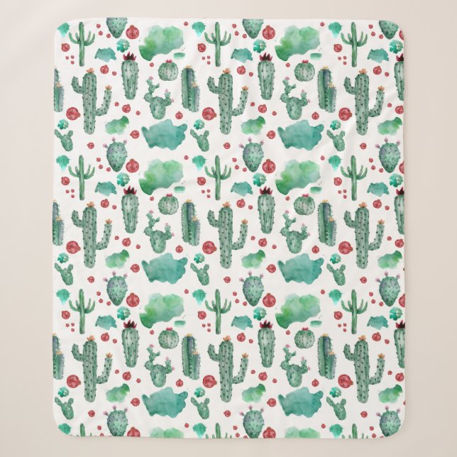cactus and ladybug pattern - sherpa blanket (Front)