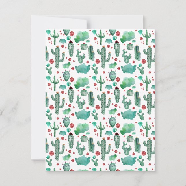 cactus and ladybug pattern - white background holiday card (Front)