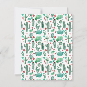 cactus and ladybug pattern - white background holiday card