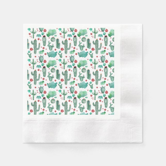 cactus and ladybug pattern -, white background napkin (Front)