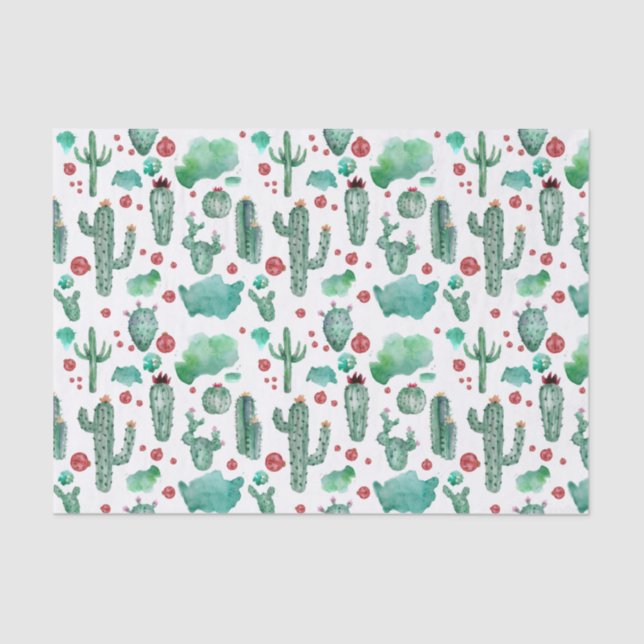 cactus and ladybug pattern -white background tissue paper (Front)