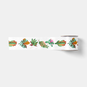 Cactus and Leaf Satin Ribbon