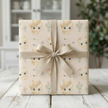 Cactus and Llama Baby Shower Wrapping Paper 